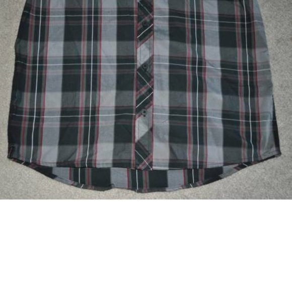 *Sport Shirt Tony Hawk sz 10/12 Gray Red Plaid Long Roll Tab Sleeves Button Up - Picture 4 of 5